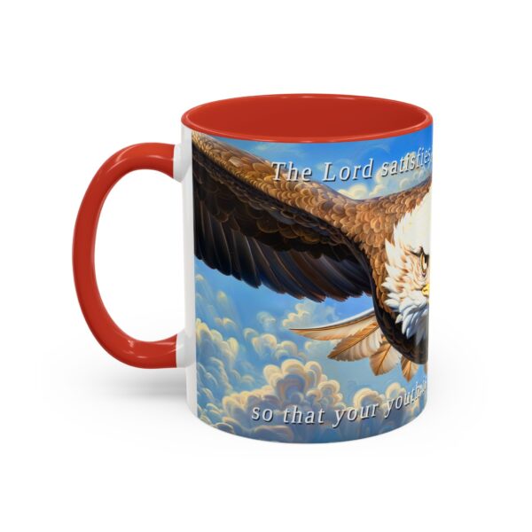 Our inspirational 'Soaring Eagle' and Psalm 103:5 'your youth is renewed like the eagles' design Ceramic Accent Coffee Mug Design is Perfect for Wedding Gifts, Inspirational Decor - Image 15