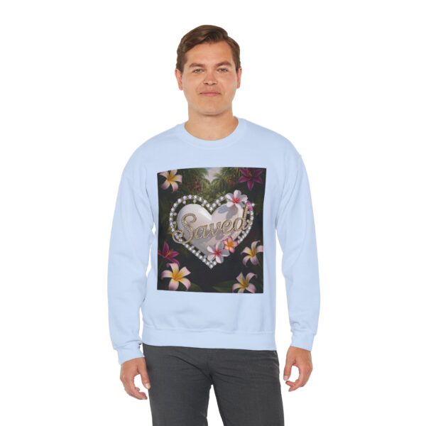 Crewneck Sweatshirt-with our Inspirational "Saved" 'Pure White Heart' Design!! Vintage Inspired Faith Apparel, Gospel Fashion Unisex Heavy - Image 7