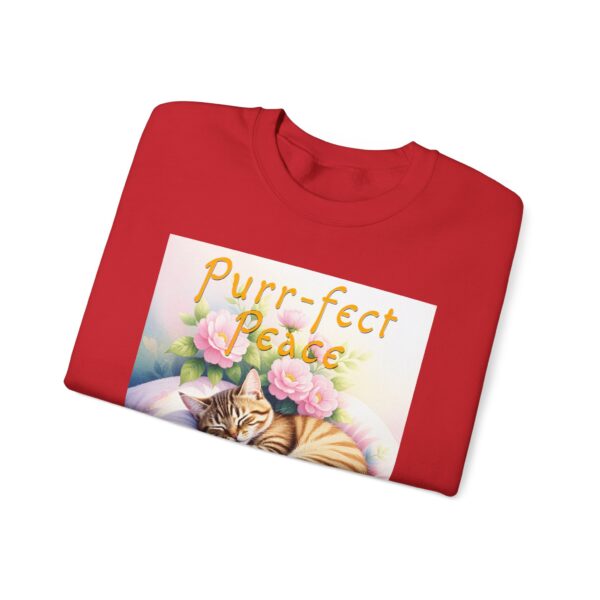 Crewneck Sweatshirt with our "Purr-fect Peace" with a cat in blissful sleep design featuring the verse Isaiah 26:3! Inspirational Biblical, Vintage Inspired, Gift - Image 48