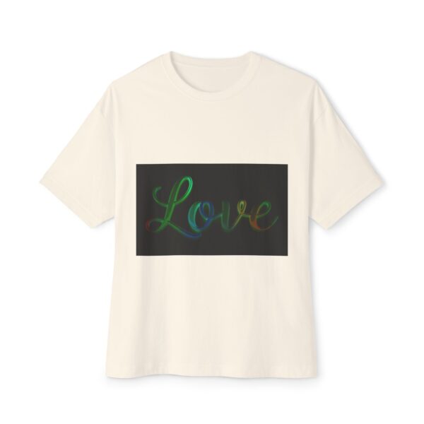 Our "Love" 'light in darkness' design on a Unisex Tee, Inspirational Oversized Box Tshirt, Religious Graphic Top, Travel Bible Verse Apparel - Image 7