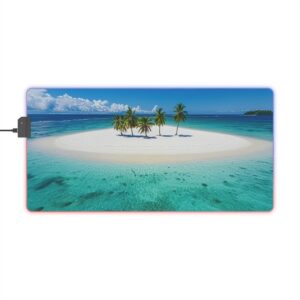 RGB LED Gaming Mouse Pad, Colorful Desk Mat with 'Five Palm Island' Design, Gamer Home Office Decor, Computer Accessories, LED Backlit