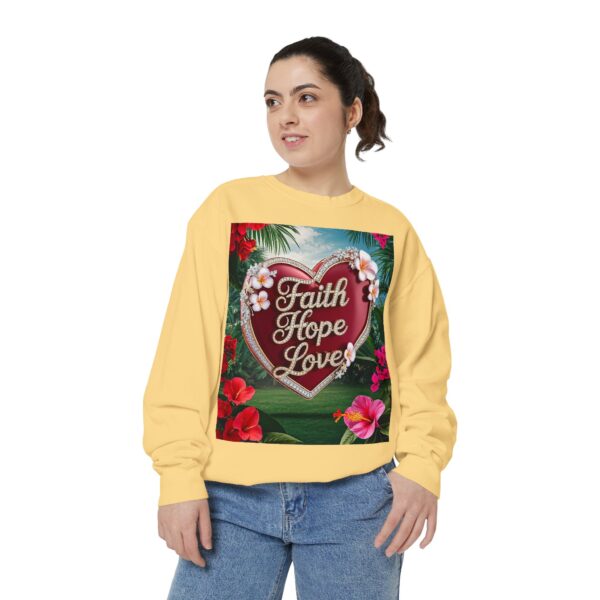 Sweatshirt Unisex our inspirational "Faith Hope Love" 'Solid Red Heart' design. Faith Apparel Gospel Fashion Jumper, Pullover - Image 16