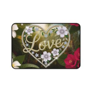 Inspirational Desk Mat "Love" 'Diamond Ring Heart' - Mouse Pad, Office Decor Desk Accessory, Gaming Pad, Computer Mat, Non-Slip