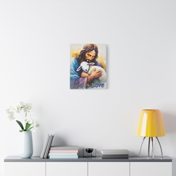 Inspirational Wall Art Canvas, "God is Love" Jesus hugging a Lamb Print, Christian Home Decor, Uplifting Religious Gift, Faith-Based Artwork - Image 9