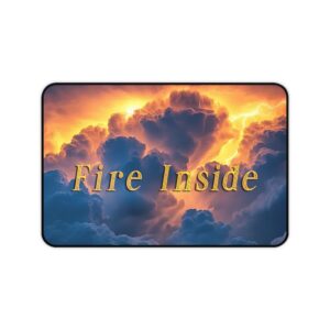 Inspirational Desk Mat 'Storm Light' "Fire Inside" - Mouse Pad Office Decor Desk Accessory Gaming Pad Computer Mat Non-Slip Beauty of Nature