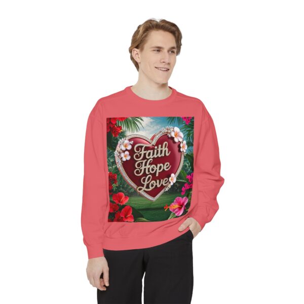 Sweatshirt Unisex our inspirational "Faith Hope Love" 'Solid Red Heart' design. Faith Apparel Gospel Fashion Jumper, Pullover - Image 42