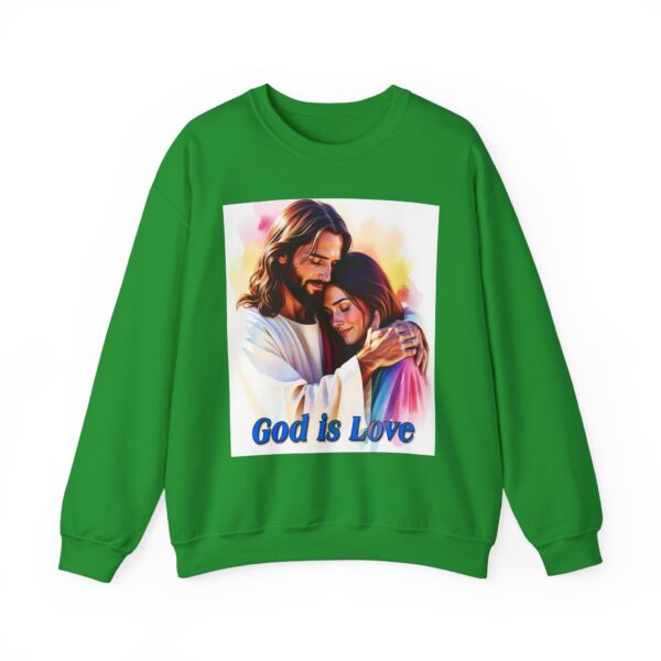 Crewneck Sweatshirt with our "God is Love" series with Jesus hugging a young lady! Inspirational Biblical, Vintage Inspired Gift - Image 13