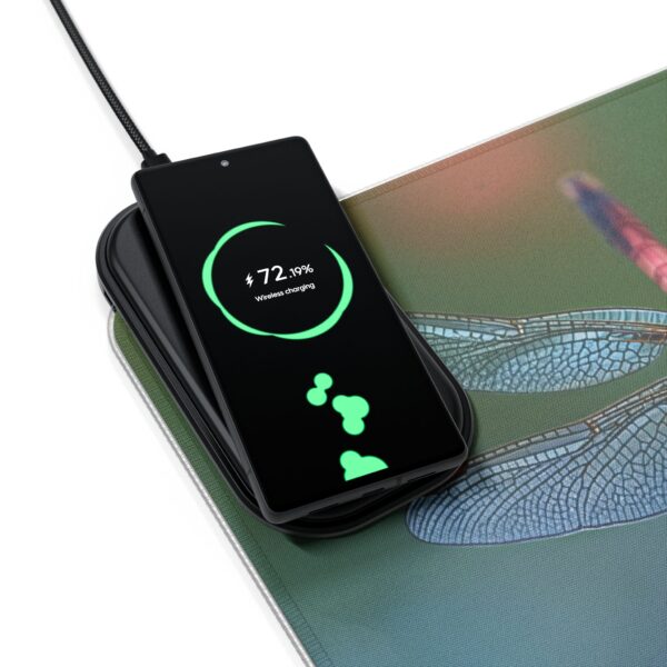LED + Wireless Charger Gaming Mouse Pad with 'Dragonflies Three' Design, Gaming Desk Accessory, Tech Gift, Home Office Gamer Essentials - Image 9