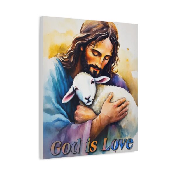 Inspirational Wall Art Canvas, "God is Love" Jesus hugging a Lamb Print, Christian Home Decor, Uplifting Religious Gift, Faith-Based Artwork - Image 10