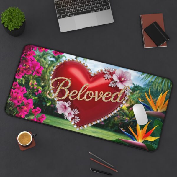 Inspirational Desk Mat "Beloved" 'Solid Red Heart' - Mouse Pad, Office Decor Desk Accessory, Gaming Pad, Computer Mat, Non-Slip - Image 8