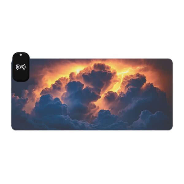 LED + Wireless Charger Gaming Mouse Pad with our 'Storm Light' Design, Gaming Desk Accessory, Tech Gift, Home Office Gamer Essentials - Image 7