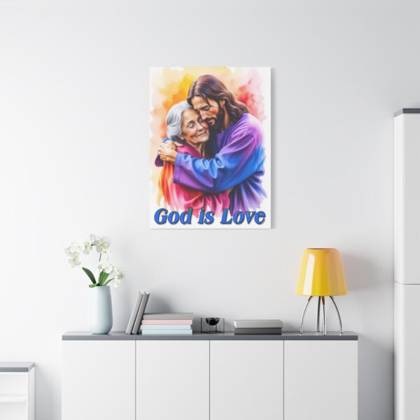 Inspirational Wall Art Canvas, "God is Love" Jesus hugging Grandmother, Christian Home Decor, Uplifting Religious Gift, Faith-Based Artwork - Image 18