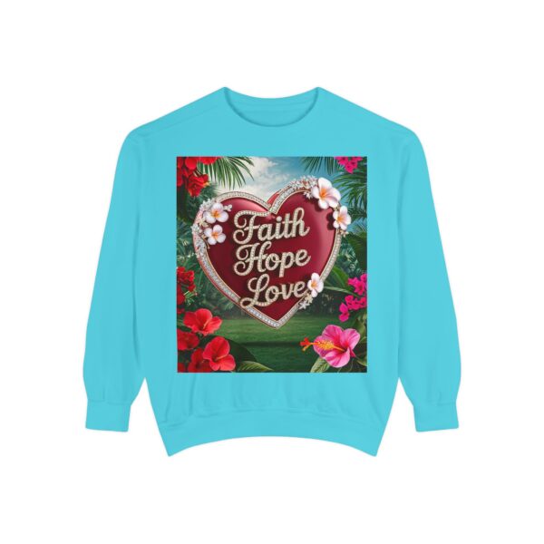 Sweatshirt Unisex our inspirational "Faith Hope Love" 'Solid Red Heart' design. Faith Apparel Gospel Fashion Jumper, Pullover - Image 26