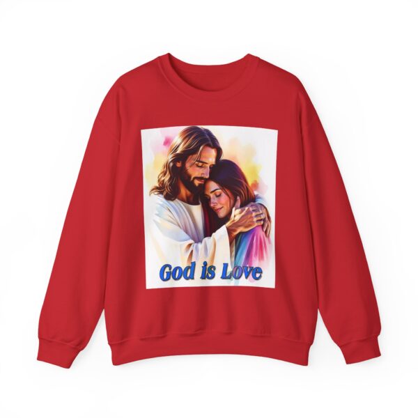 Crewneck Sweatshirt with our "God is Love" series with Jesus hugging a young lady! Inspirational Biblical, Vintage Inspired Gift - Image 25