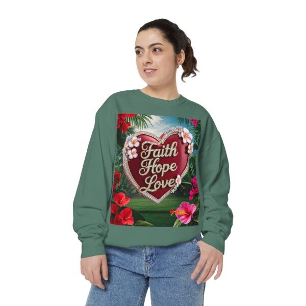 Sweatshirt Unisex our inspirational "Faith Hope Love" 'Solid Red Heart' design. Faith Apparel Gospel Fashion Jumper, Pullover - Image 8