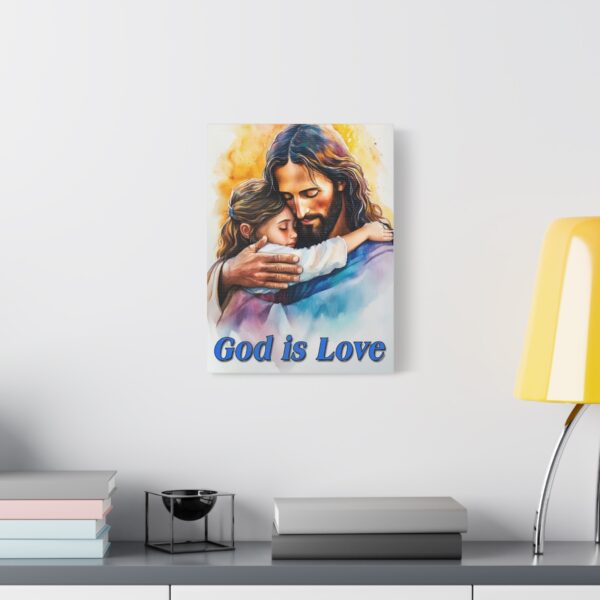 Inspirational Wall Art Canvas, "God is Love" Jesus hugging a small girl! Christian Home Decor, Uplifting Religious Gift, Faith-Based Artwork - Image 5