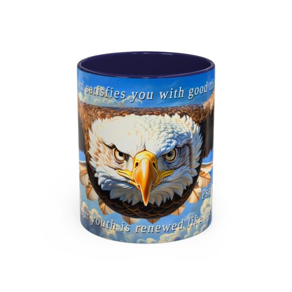 Our inspirational 'Soaring Eagle' and Psalm 103:5 'your youth is renewed like the eagles' design Ceramic Accent Coffee Mug Design is Perfect for Wedding Gifts, Inspirational Decor - Image 5