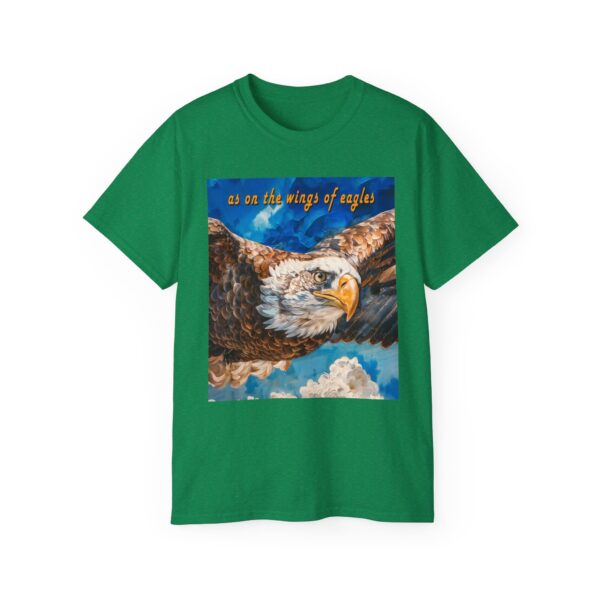 Our "as on the wings of eagles" Cotton T-Shirt with a majestic eagle in flight. Vintage Christian Faith Apparel Unisex Cotton T-Shirt, Thoughtful Quote from Isaiah 40:31! - Image 34