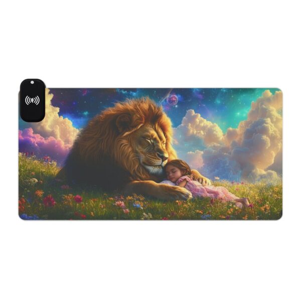 LED + wireless Charging Mouse Pad, Desk Mat, "Beth at Rest" Design, Tech Gift, Home Office Essentials Inspirational - Image 9
