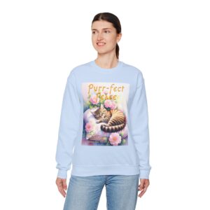 Crewneck Sweatshirt with our "Purr-fect Peace" with a cat in blissful sleep design featuring the verse Isaiah 26:3! Inspirational Biblical, Vintage Inspired, Gift