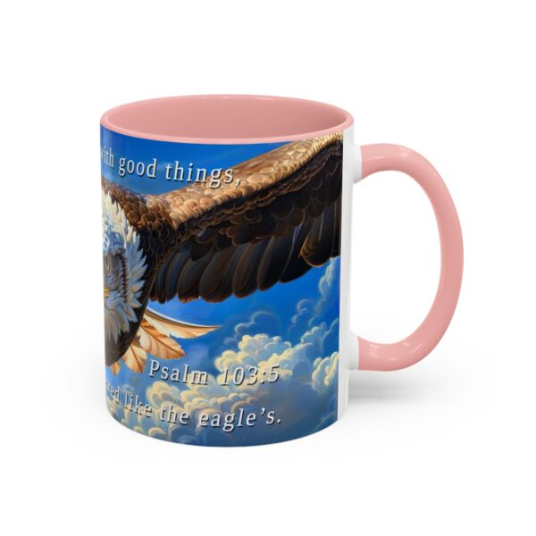 Our inspirational 'Soaring Eagle' and Psalm 103:5 'your youth is renewed like the eagles' design Ceramic Accent Coffee Mug Design is Perfect for Wedding Gifts, Inspirational Decor - Image 10