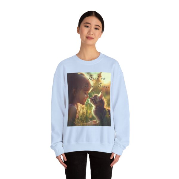 Crewneck Sweatshirt-with our 'Kitten Kisses' "Think on these things" Inspirational Vintage Christian Faith Apparel Gospel Sweatshirt Unisx Heavy - Image 21