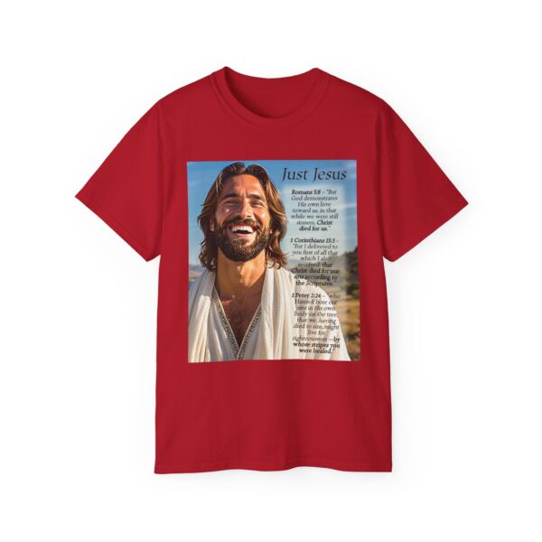Our inspirational "Just Jesus" and Verses on Salvation Design on a Christian Unisex Cotton T-Shirt, Faith Spiritual Apparel, Love Gift - Image 29