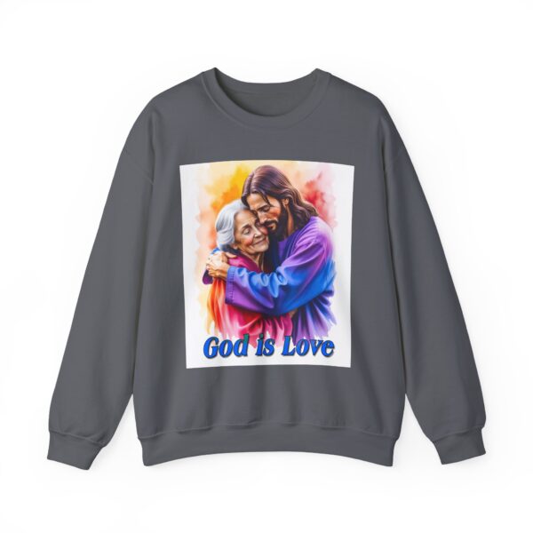 Crewneck Sweatshirt with our "God is Love" series with Jesus hugging Grandmother! Inspirational Biblical, Vintage Inspired, Gift - Image 30