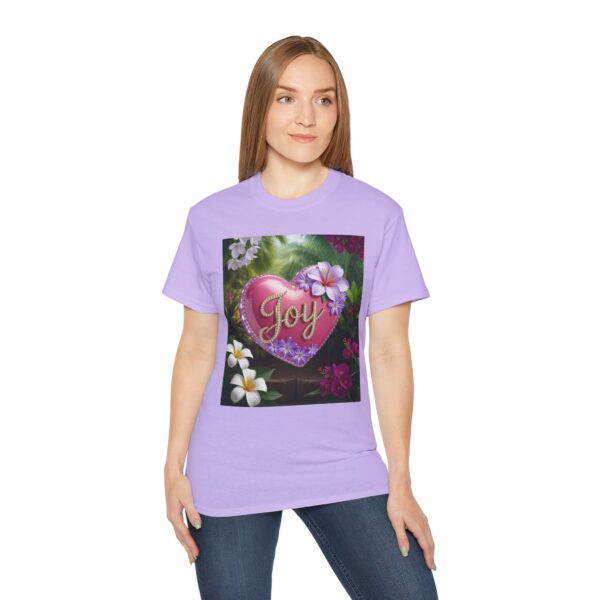 Our inspirational "Joy" 'Solid Pink Heart' Design! on a Christian Unisex Cotton T-Shirt, Faith Spiritual Apparel, Love Gift - Image 26