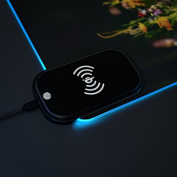 LED + Wireless Charger Gaming Mouse Pad with 'Bengal Tiger at Rest' Design, Gaming Desk Accessory, Tech Gift, Home Office Gamer Essentials - Image 12