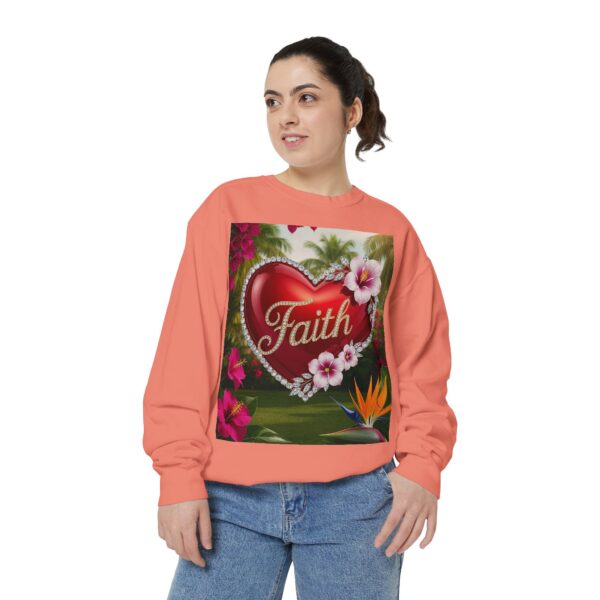 Sweatshirt Unisex Inspirational-With our "FAITH" 'Solid Red Heart' design! Beauty of Creation Tropical Beach Comfort, Jumper, Gift - Image 4