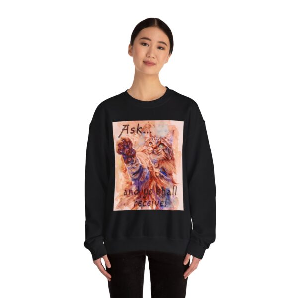 Crewneck Sweatshirt-with our "Ask ...and ye shall receive" Matt 7:7 featuring a Maine Coon Cat asking for a treat! Vintage Inspired Faith Apparel, Gospel Fashion Unisex Heavy - Image 8