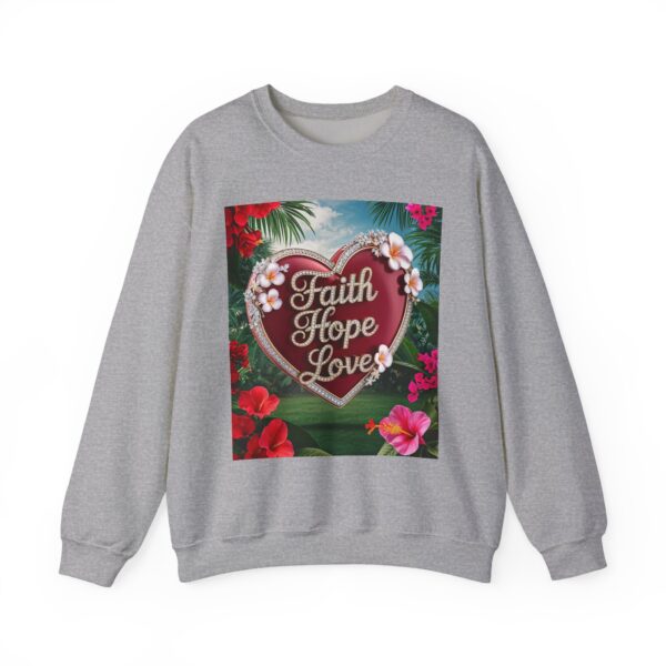 Crewneck Sweatshirt-with our Inspirational "Faith Hope Love" 'Solid Red Heart' Design!! Vintage Inspired Faith Apparel, Gospel Fashion Unisex Heavy - Image 10