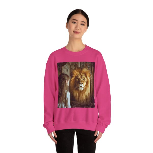 Crewneck Sweatshirt with our 'Lion in the Mirror' Inspirational design! Inspirational Biblical, Vintage, Lion of Judah and Aslan-Inspired Gift - Image 24
