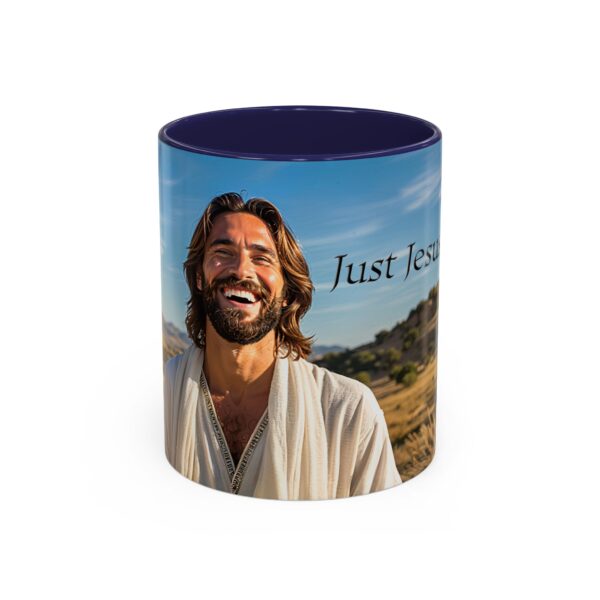 Our inspirational "Just Jesus" Ceramic Accent Coffee Mug Design is Perfect for Wedding Gifts, Inspirational Decor - Image 5