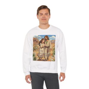 Crewneck Sweatshirt-with our inspirational 'Who is this?' from Song of Solomon 8:5 with an ANIME style design! Vintage Inspired Faith Apparel, Gospel Fashion Unisex Heavy