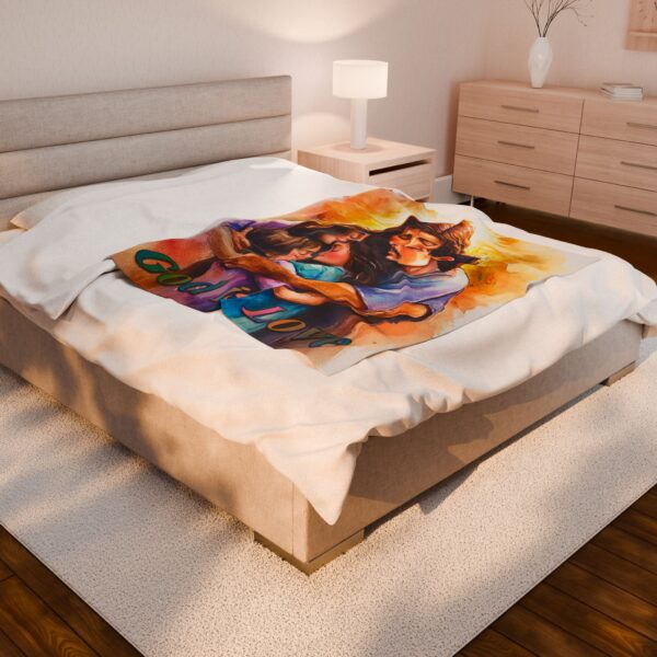 Our Beautiful "God is Love" series Throw Blanket with Jesus hugging a Small family! Inspirational Velveteen Plush Throw Blanket A Cozy Gift for Anniversary, Wedding Faith Home Decor Bedding - Image 8