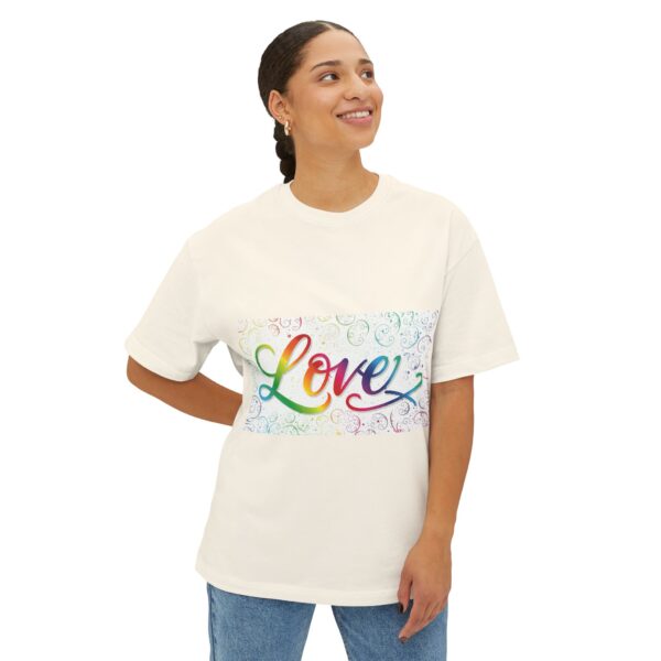 Our  "Love" 'spirals' design on a Unisex Tee, Inspirational Oversized Box Tshirt, Religious Graphic Top, Travel Bible Verse Apparel - Image 8