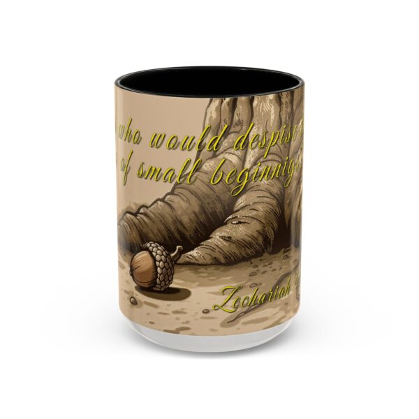 Our inspirational  'Day of Small Beginnings' from Zech 4:10 Ceramic Accent Coffee Mug Design is Perfect for Wedding Gifts, Inspirational Decor - Image 17