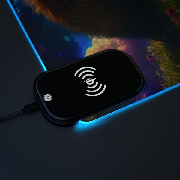 LED + wireless Charging Mouse Pad, Desk Mat, "Beth at Rest" Design, Tech Gift, Home Office Essentials Inspirational - Image 3