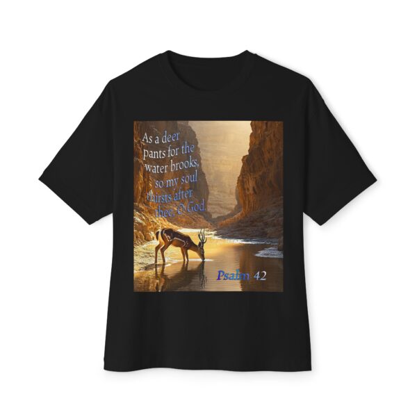 Psalm 42 Deer Panting Unisex Tee, Inspirational Israel Shirt, Oversized Box Tshirt, Religious Graphic Top, Travel Bible Verse Apparel - Image 5