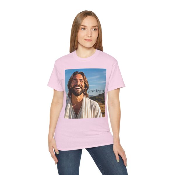 Our inspirational "Just Jesus" Design!! on a Christian Unisex Cotton T-Shirt, Faith Spiritual Apparel, Love Gift - Image 26