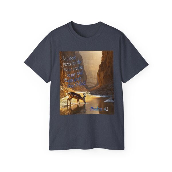 Our inspirational Psalm 42 'As a Deer Pants' in design! Christian Unisex Cotton T-Shirt, Faith Spiritual Apparel, Love Gift - Image 21
