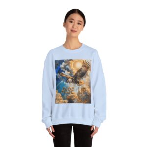 Crewneck Sweatshirt-with our "RISE UP" 'soaring eagle' design with Isaiah 40:31! Vintage Inspired Faith Apparel, Gospel Fashion Unisex Heavy