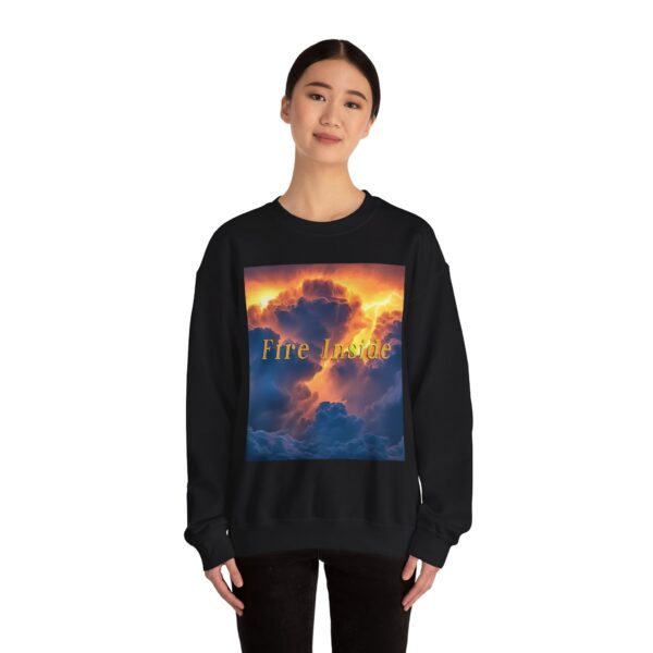 Crewneck Sweatshirt with our 'Storm Light' "Fire Inside" design! Beauty of Creation Tropical Storm Inspirational Sweatshirt Unisex - Image 10