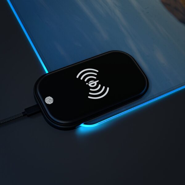 LED + Wireless Charger Gaming Mouse Pad with our inspirational "Just Jesus" Design, Gaming Desk Accessory, Tech Gift, Home Office Gamer Essentials - Image 9