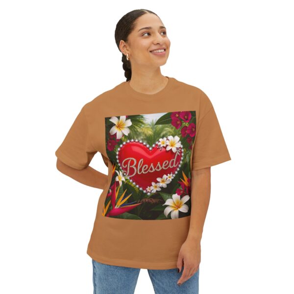 Our Inspirational "Blessed" 'Solid Red Heart' Design!! Boxy T-Shirt Christian Faith Apparel Unisex Cotton Tee, Oversized Boxy Top T-shirt - Image 7