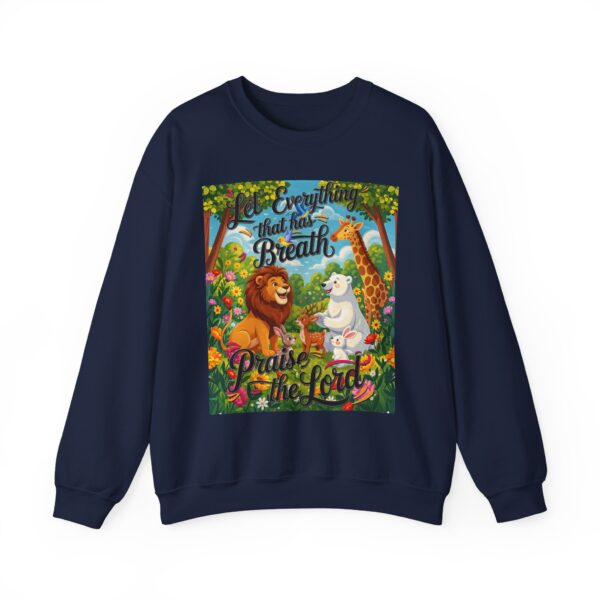 Crewneck Sweatshirt with our inspirational "Let Everything that has Breath Praise the Lord!" Design! Vintage Inspired Faith Apparel, Gospel Fashion Unisex Heavy - Image 17