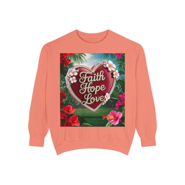 Sweatshirt Unisex our inspirational "Faith Hope Love" 'Solid Red Heart' design. Faith Apparel Gospel Fashion Jumper, Pullover - Image 2