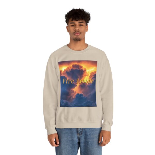 Crewneck Sweatshirt with our 'Storm Light' "Fire Inside" design! Beauty of Creation Tropical Storm Inspirational Sweatshirt Unisex - Image 6